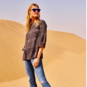 Madewell Fiesta Paisley Silk Bell Sleeve Top